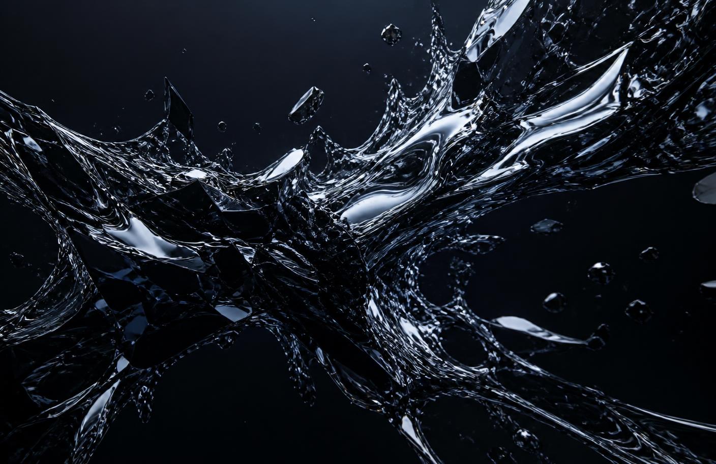 Abstract liquid chrome sculpture representing the studio's craft