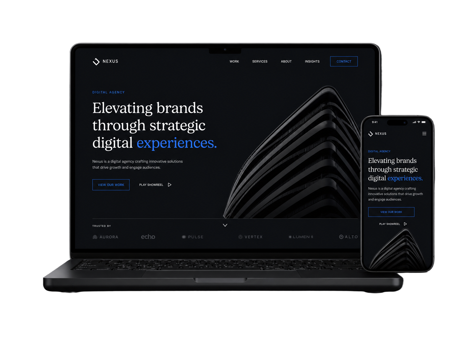 Laptop and phone showing a premium website designed by AZ Web Studio
